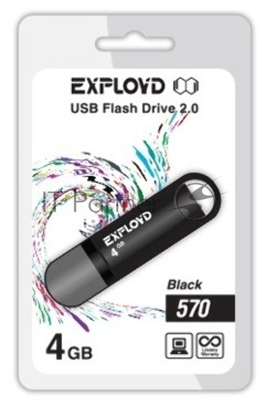 USB Flash EXPLOYD 4GB-570-черный EXPLOYD 4GB 570 черный, Интерфейс USB 2.0, Емкость 4GB, Скорость чтения 15 MB/s, Скорость записи 8 MB/s.