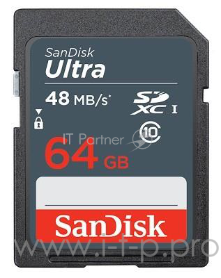 Карта памяти 64ГБ SanDisk Ultra SDSDUNB-064G-GN3IN SecureDigital XC UHS-I Class10
