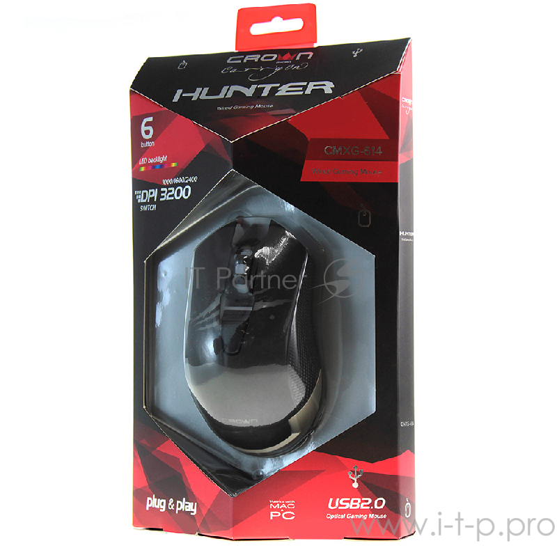 Мышь CROWN Gaming CMXG-614 USB CM000001532 {DPI 800/1000/1600/2400}