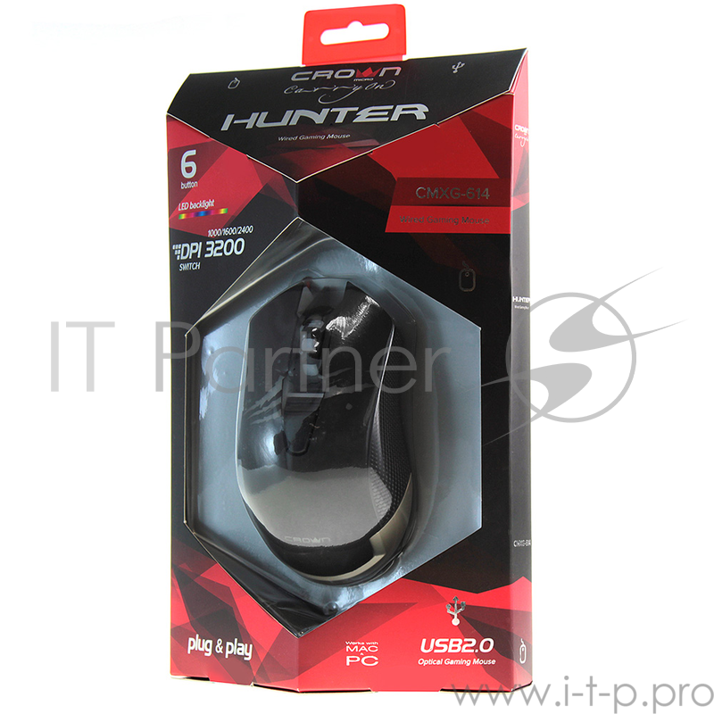 Мышь CROWN Gaming CMXG-614 USB CM000001532 {DPI 800/1000/1600/2400}