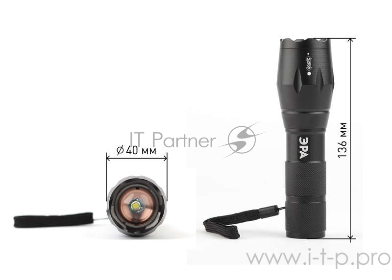 Фонари ЭРА Б0027825 Фонарь UB-601 Титан {1х5 Вт светодиод, изменяемый фокус, алюминий, ремешок для запястья, черный цвет, 3хААА в комплект не входят}