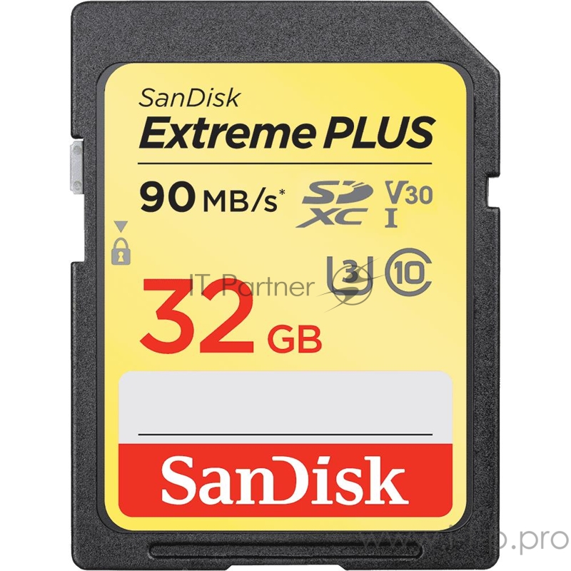 Карта памяти 32ГБ SanDisk Extreme PLUS SDSDXWF-032G-GNCIN SecureDigital HC UHS-I Class10