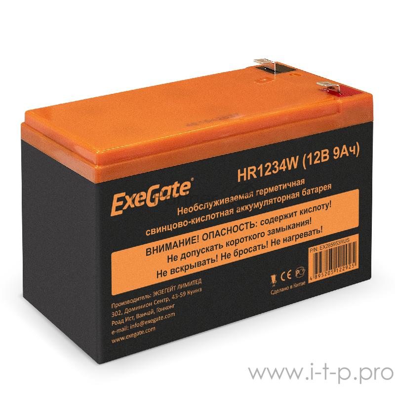 Аккумуляторная батарея ExeGate EX285953RUS HR1234W (12V 9Ah, клеммы F2)