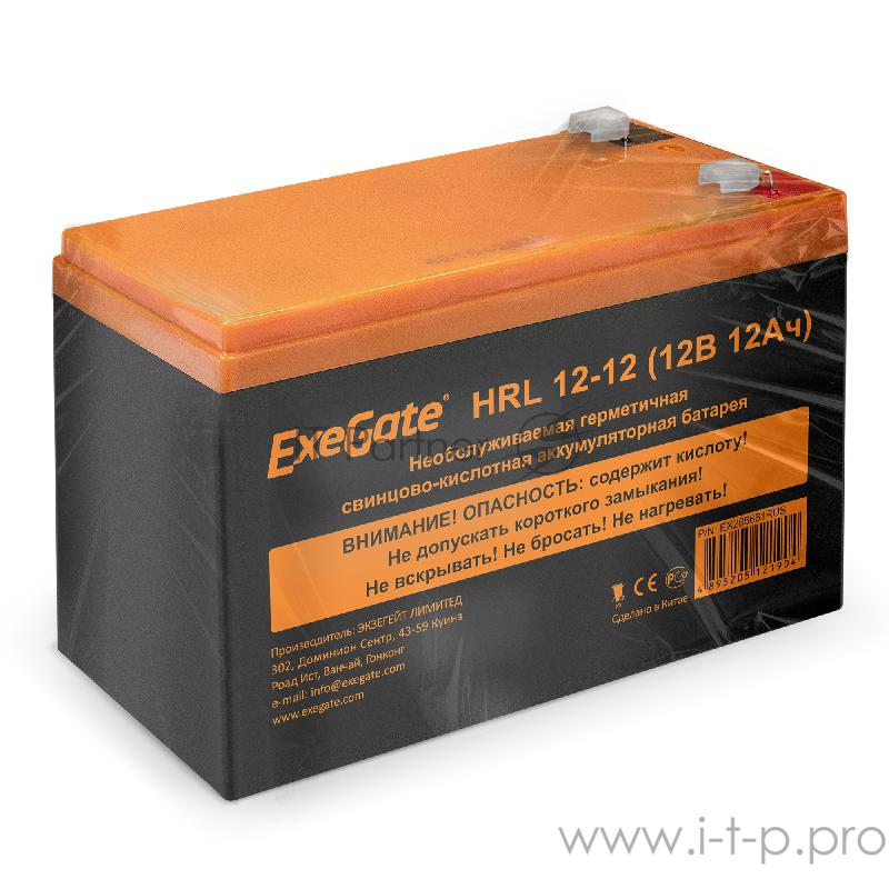 Аккумуляторная батарея ExeGate EX285661RUS HRL 12-12 (12V 12Ah 1251W, клеммы F2)