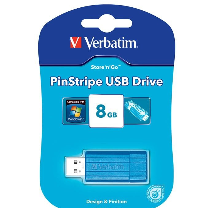 Носитель информации Verbatim USB Drive 8Gb Pin Stripe Caribbean Blue 47398 {USB2.0}