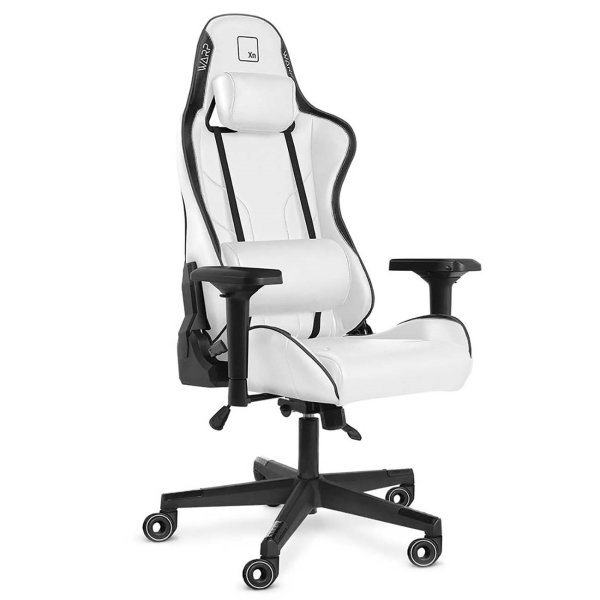 Игровое кресло WARP Xn бело-чёрное (экокожа, алькантара, регулируемый угол наклона, механизм качания)