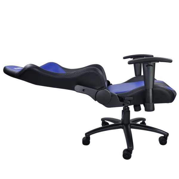 Игровое кресло HIPER HGS-104 чёрно-синее (кожа-PU, 2D подлокотник, газлифт класс 3, регулируемый угол наклона, механизм качания)