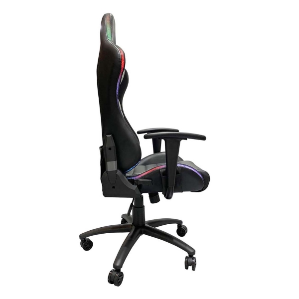 Игровое кресло HIPER HGS-102 чёрное (RGB подсветка, кожа-PU, газлифт класс 4, регулируемый угол наклона, механизм качания)