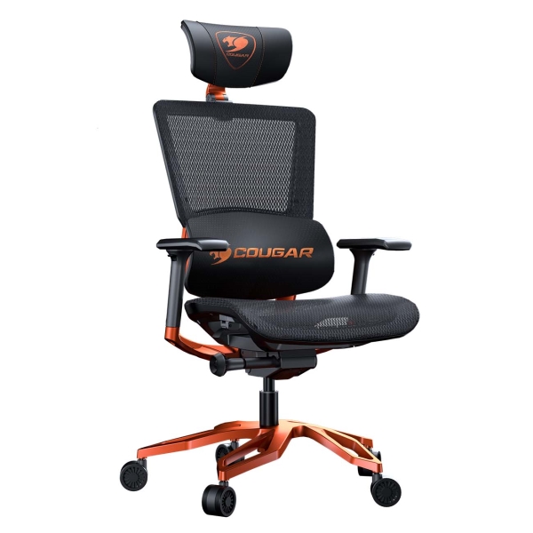 Игровое кресло Cougar Argo black/orange (экокожа/нейлоновая сетка, регулируемый угол наклона, механизм качания)