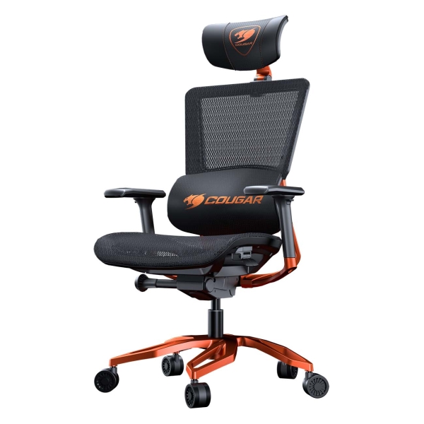 Игровое кресло Cougar Argo black/orange (экокожа/нейлоновая сетка, регулируемый угол наклона, механизм качания)