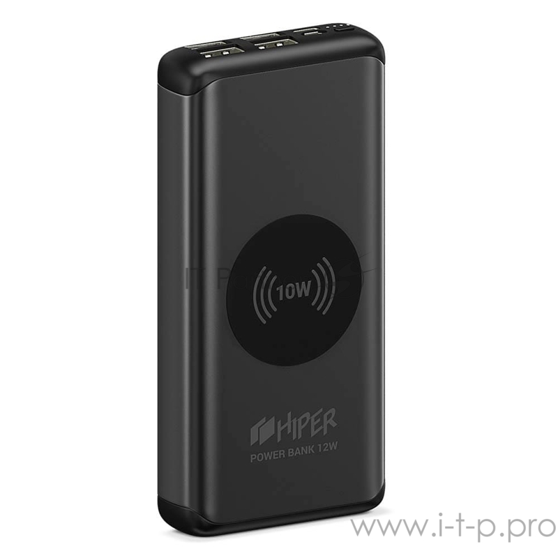 Внешний аккумулятор с беспроводной зарядкой HIPER NANO X2 Li-Pol 20000 mAh QC+PD+QI 10W 2.4A 2xUSB 1xType-C, серый