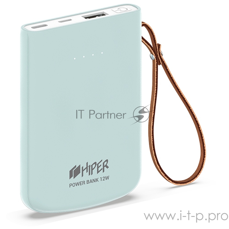 Внешний аккумулятор HIPER TRAVEL 5K Ice Li-Pol 5000 mAh 2.1A 2xUSB 1xType-C голубой