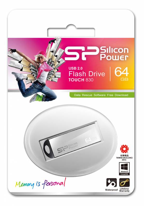 Носитель информации Silicon Power USB Drive 64Gb Touch 830 SP064GBUF2830V1S {USB2.0, Silver}