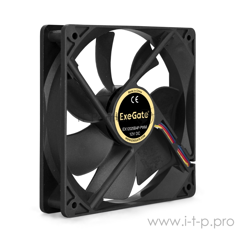 Вентилятор ExeGate E12025B4P-PWM, 120x120x25 мм, двойной шарикоподшипник, 4pin, PWM, 22dBA