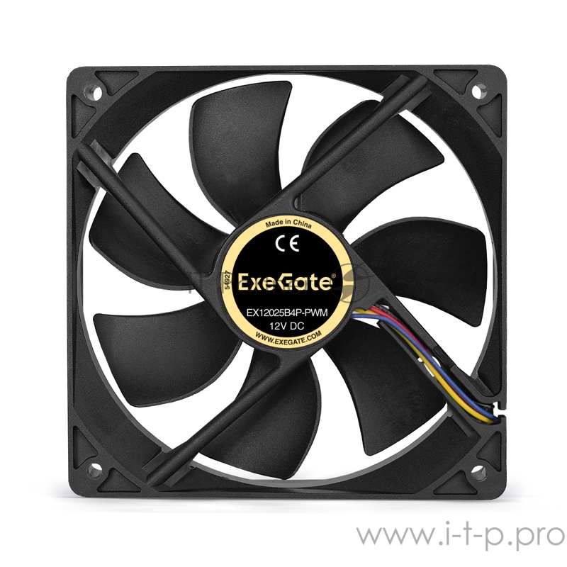 Вентилятор ExeGate E12025B4P-PWM, 120x120x25 мм, двойной шарикоподшипник, 4pin, PWM, 22dBA