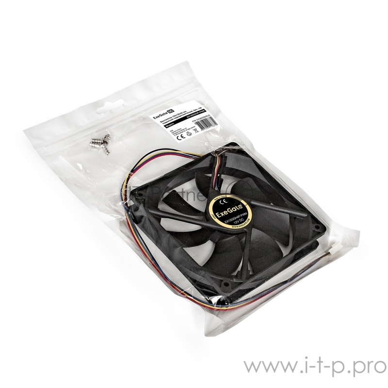 Вентилятор ExeGate E12025H4P-PWM, 120x120x25 мм, гидродинамический, 4pin, PWM, 24dBA