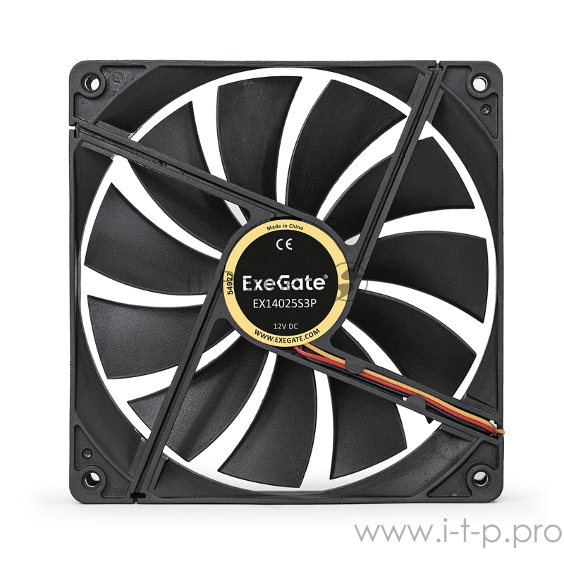 Вентилятор ExeGate EX14025S3P, 140x140x25 мм, подшипник скольжения, 3pin, 900RPM, 24dBA