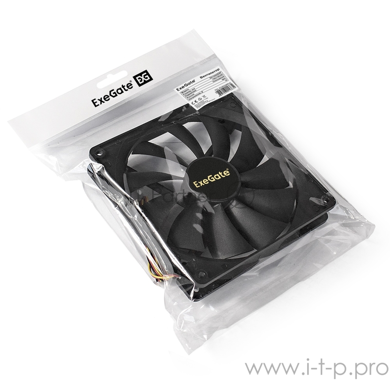 Вентилятор ExeGate EX14025S3P, 140x140x25 мм, подшипник скольжения, 3pin, 900RPM, 24dBA