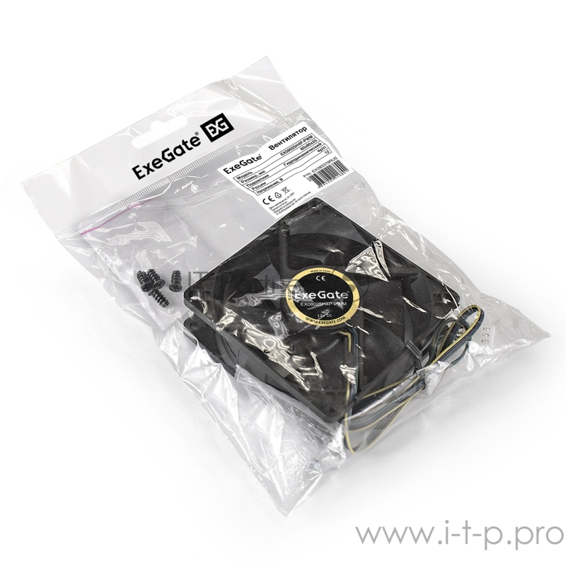 Вентилятор ExeGate E08025H4P-PWM, 80x80x25 мм, гидродинамический, 4pin, PWM, 23dBA