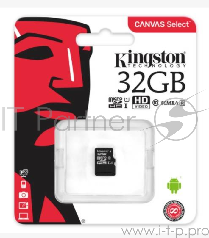 Карта памяти Micro SecureDigital 32Gb Kingston SDCS/32GBSP {MicroSDHC Class 10 UHS-I}
