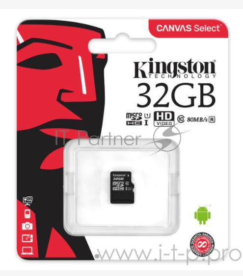 Карта памяти Micro SecureDigital 32Gb Kingston SDCS/32GBSP {MicroSDHC Class 10 UHS-I}