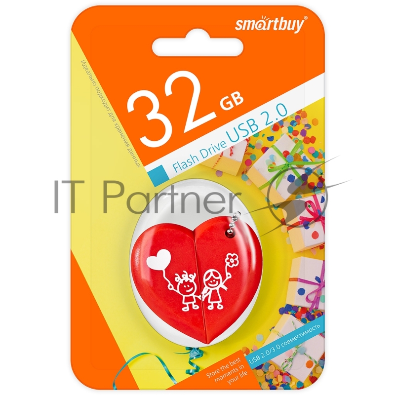 Флеш диск USB 2.0 Flash Drive 32GB Smartbuy Wild series Сердце (SB32GBHeart)