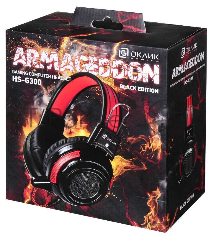 Наушники и микрофоны Oklick HS-G300 черный/красный {2.5м мониторы оголовье (AH-V1)} 337457