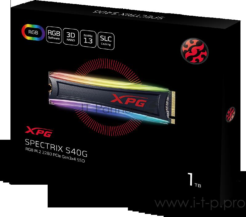 Накопитель SSD A-Data PCI-E x4 1Tb AS40G-1TT-C S40G RGB M.2 2280