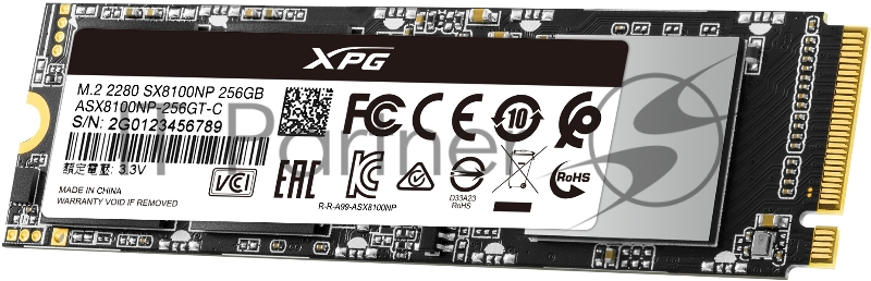 Накопитель SSD A-Data PCI-E x4 256Gb ASX8100NP-256GT-C XPG SX8100 M.2 2280