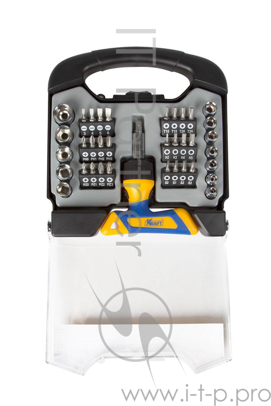 Набор KRAFT KT 701041 Т-образная реверсивная отвертка с насадками-битами и торцевыми головками 38