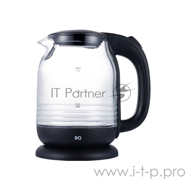 Чайник BQ KT1833G Черный-СтальМощность 2200Вт, Максимальный объем 1.7л, Жаропрочное стекло, Фильтр от накипи, Индикатор уровня воды, Индикатор включения, Автоотключение, Вращение на подставке 360 градусов, Кнопка открытии крышки,Внутренняя подсветка,