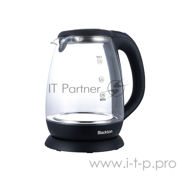 Чайник Blackton Bt KT1824G Черный-СинийМощность1500Вт, Максимальный объем 1.8л, Материал корпуса Жаропрочное стекло, Индикатор включения, Отключение при закипании, Отключение при снятии, Отключение при отсутствии воды, Отсек для хранения электрошнура