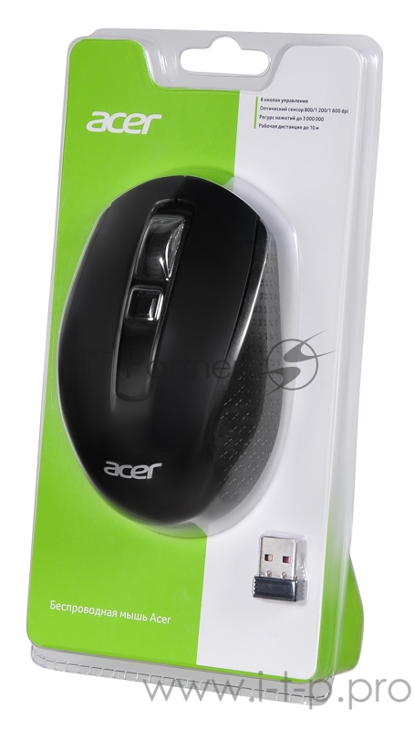 Мышь Acer OMR060 черный оптическая (1600dpi) беспроводная USB (6but)