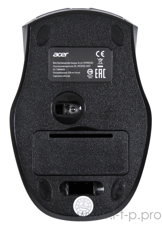Мышь Acer OMR030 черный оптическая (1600dpi) беспроводная USB (3but)