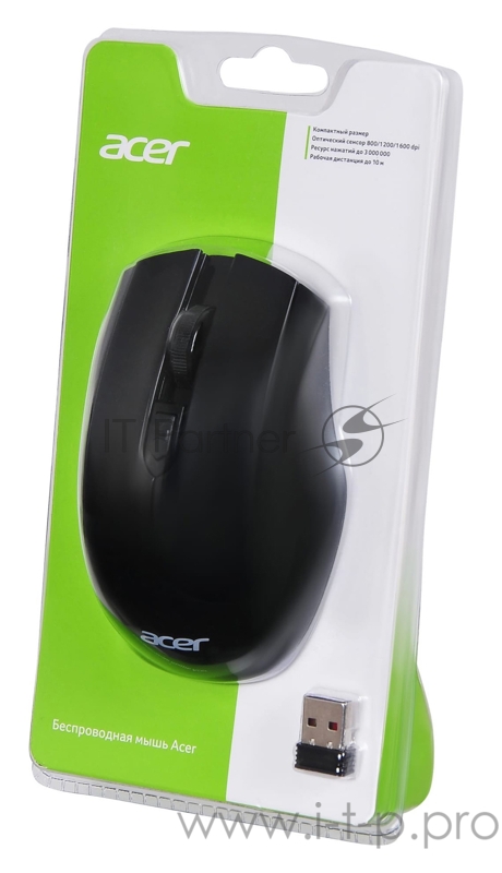 Мышь Acer OMR030 черный оптическая (1600dpi) беспроводная USB (3but)