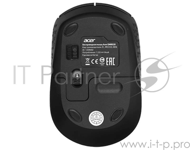 Мышь Acer OMR020 черный оптическая (1200dpi) беспроводная USB (2but)