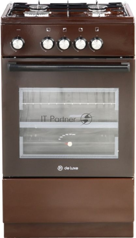Плита Газовая De Luxe 5040.48г (щ)-014 коричневый (без крышки) реш.эмаль