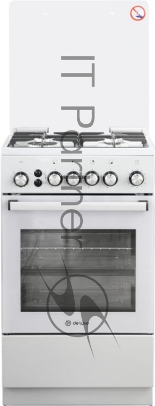 Плита Газовая De Luxe 5040.40г (кр) ЧР-012 серый (стеклянная крышка) реш.чугун