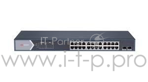 Коммутатор Hikvision DS-3E0526P-E/M 24G 2SFP 24PoE 225W неуправляемый