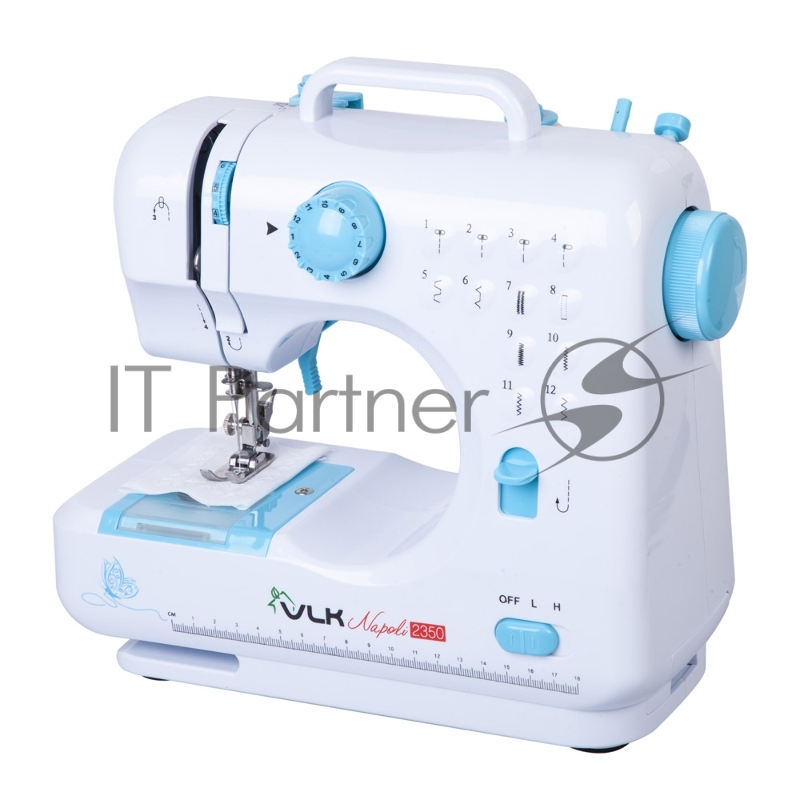 Швейная машина VLK Napoli 2350, белый, 12 видов строчки, две скорости шитья, обработка петли для пуговиц, LED-подсветка, 6 шт/уп