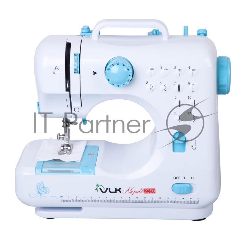 Швейная машина VLK Napoli 2350, белый, 12 видов строчки, две скорости шитья, обработка петли для пуговиц, LED-подсветка, 6 шт/уп