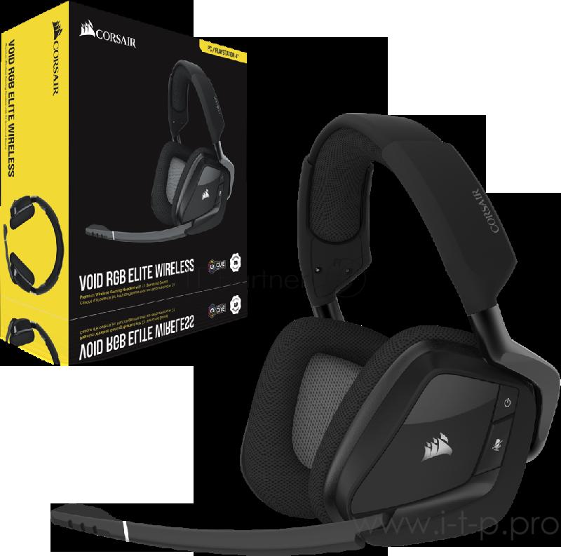 Игровая гарнитура Corsair Gaming™ VOID RGB ELITE Wireless Premium Gaming Headset with 7.1 Surround Sound, Carbon Игровая гарнитура Corsair Gaming™ VOID RGB ELITE Wireless Premium Gaming Headset with 7.1 Surround Sound, Carbon