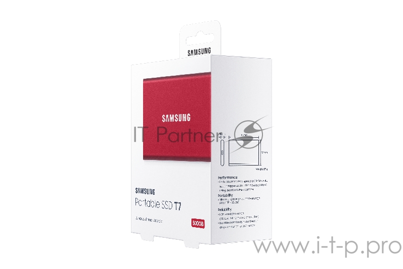 Твердотельный накопитель Samsung SSD 500GB T7 Touch, USB Type-C, R/W 1000/1050MB/s, Red