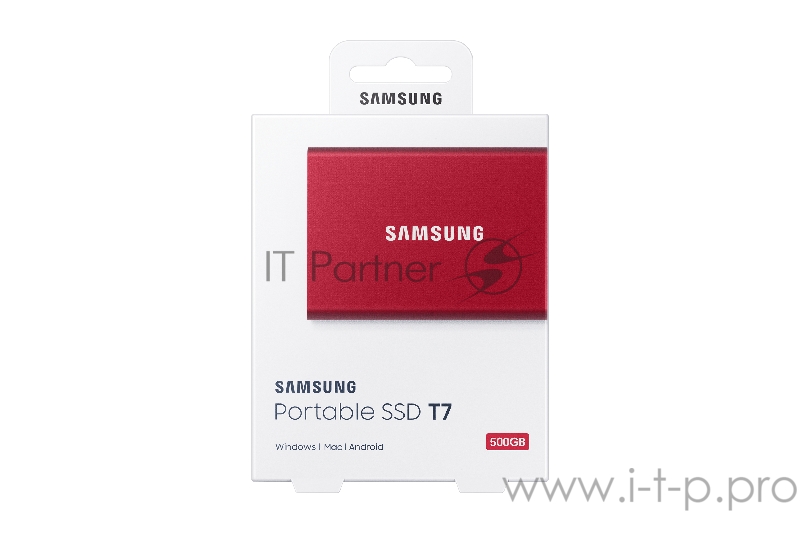 Твердотельный накопитель Samsung SSD 500GB T7 Touch, USB Type-C, R/W 1000/1050MB/s, Red