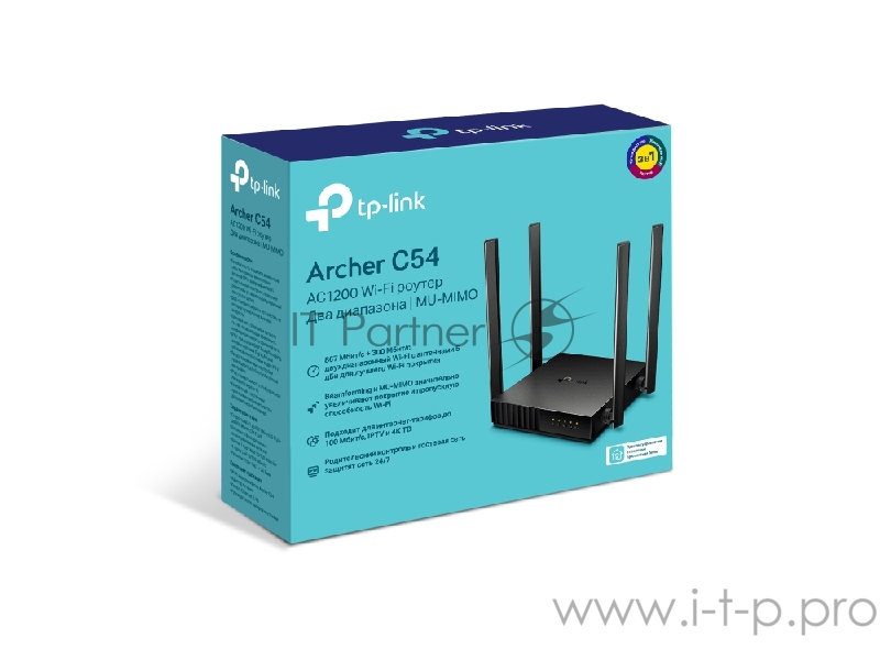 Роутер беспроводной TP-Link Archer C54 AC1200 10/100BASE-TX черный