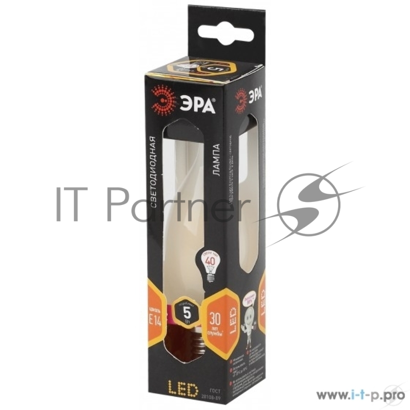 ЭРА Б0027927 Светодиодная лампа свеча на ветру матовая F-LED BXS-5w-827-E14 frozed