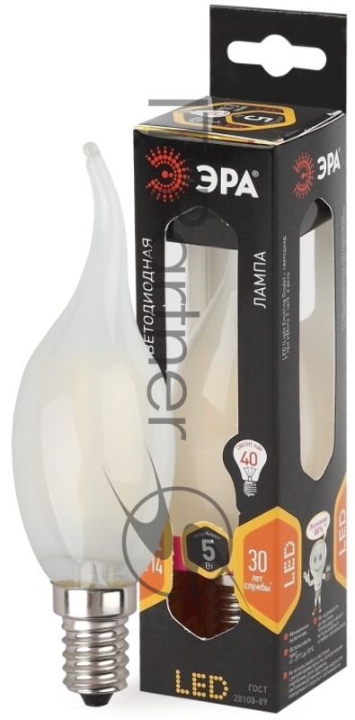 ЭРА Б0027927 Светодиодная лампа свеча на ветру матовая F-LED BXS-5w-827-E14 frozed