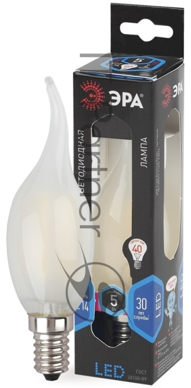 ЭРА Б0027928 Светодиодная лампа свеча на ветру матовая F-LED BXS-5w-840-E14 frozed