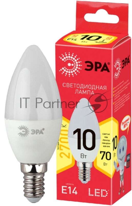 Лампа ЭРА ECO LED B35-10W-827-E14 (диод, свеча, 10Вт, тепл, E14)