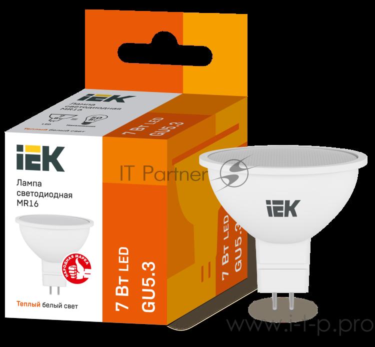 Лампа Iek LLE-MR16-7-230-30-GU5 светодиодная ECO MR16 софит 7Вт 230В 3000К GU5.3 IEK